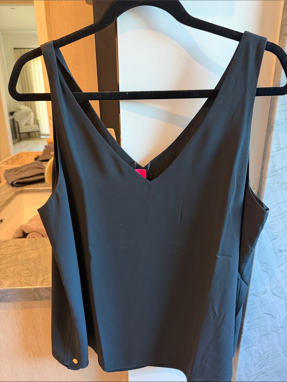 Lilly Pulitzer Black V-Neck Dress with Pink Label